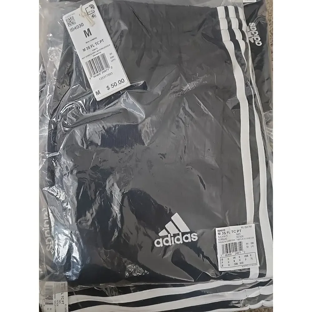 Adidas Men's Medium Essential Fleece Tapered Cuff Pants Sweatpants Joggers New